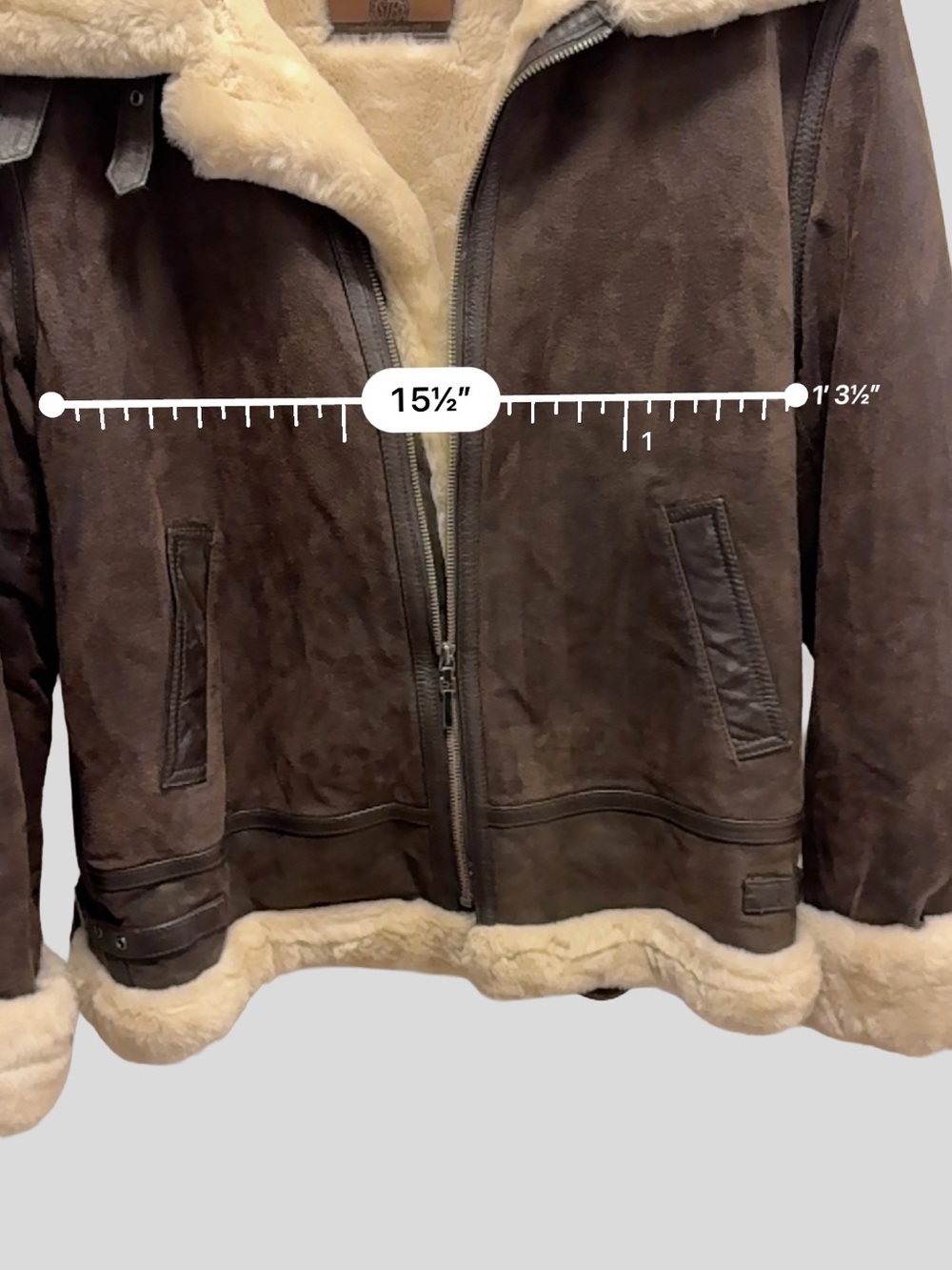 Vintage St. John's Bay Heavy Sherpa Lined Aviator Bomber Jacket - Medium - Picture 11 of 12